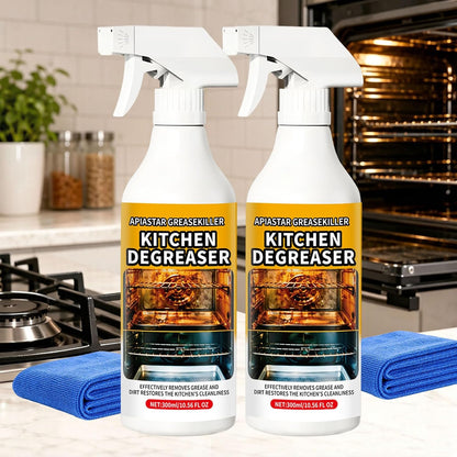 Apiastar Greasekiller Spray,2026 New,300ML/10.56FL.OZ Apiastar Grill Cleaner Spray,Suitable For Greasy Grates, Drip Trays, Sticky Buildup, Exterior Grill Messes(2PCS)