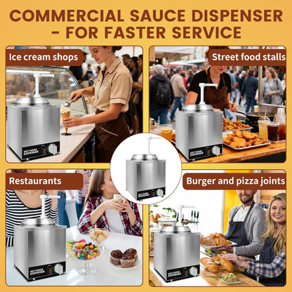 Nacho Cheese Dispenser with Pump, 2.8Qt Stainless Steel