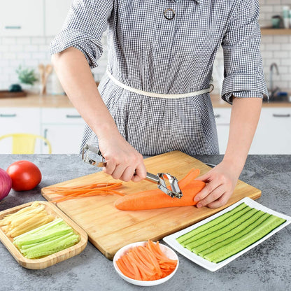 BURLIHOME Double-sided Vegetable Peeler,Stainless Steel Julienne Cutter