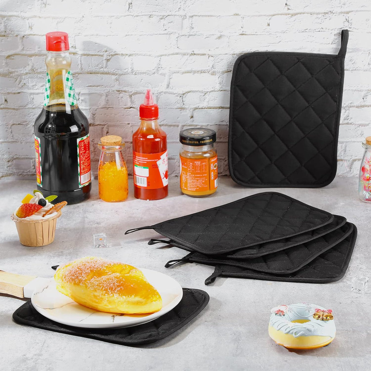 Hoolerry 7''x 9'' Sublimation Pot Holders with Pocket, Black