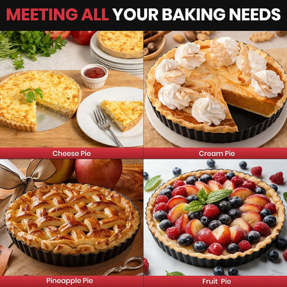 Tart Pan 9 Inch Removable Bottom Set,Non-stick Fluted Quiche Pan Pie Pan