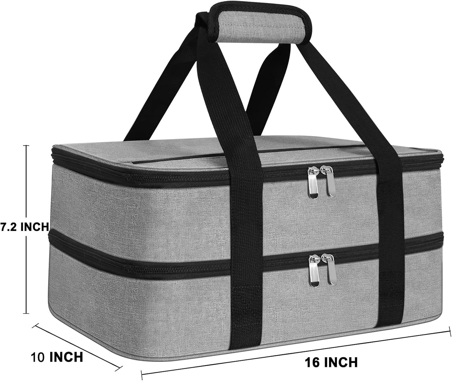 esouler Insulated Casserole Carrier - Casserole Carriers for Hot or Cold Food - Lasagna Lugger Dish Carrier, Thermal Lunch Bag for Potluck Parties, Picnic, Travel, Fits 9" x 13" Baking Dish, Grey