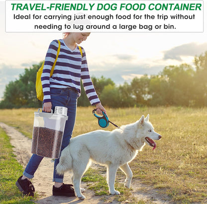 TBMax 10 Lbs Cat Dog Food Storage Container, 2026 Upgraded Large Pouring Container for Pet Food Storage, Bird Seed Dispenser, Portable Travel Kibble Holder -Dark Green