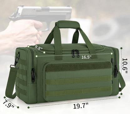 Tactical Pistol Range Bag, Gun Range Bag for Handguns, Shooting Duffle Range Pistol Bag with 6X Magazine Slots, Extra Pockets for Ammo and Essentials