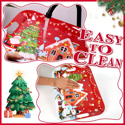 2Pcs Winter Serving Trays 16.1 x 11.1 Inch Large Melamine Christmas Trays Platters with Handles Rectangular Snowflake Melamine Dish for Serving Food Outdoor Dinner Dessert Plates Party Decorations