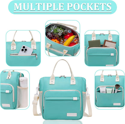 TuErCao Small Lunch Bag Lightweight Insulated Lunch Box for Women Work Portable Soft Cooler for Picnic Travel Road Trips, Loncheras para Mujer, Black