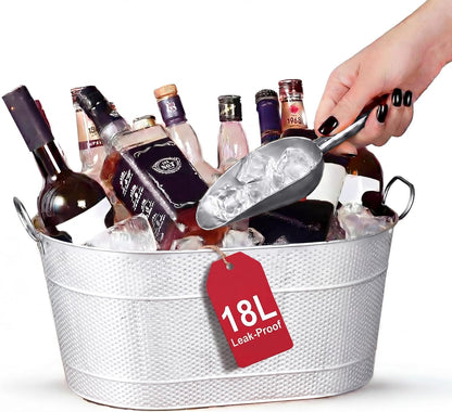 18” Stainless Steel Beverage Tub - 5 Gallon - Gold Handles & Shovel Included - Holds 30 Bottles & Stays Cold for Hours - Use as Wine Bottle Chiller to Beer Bucket Holder - Leak Proof (Gold)