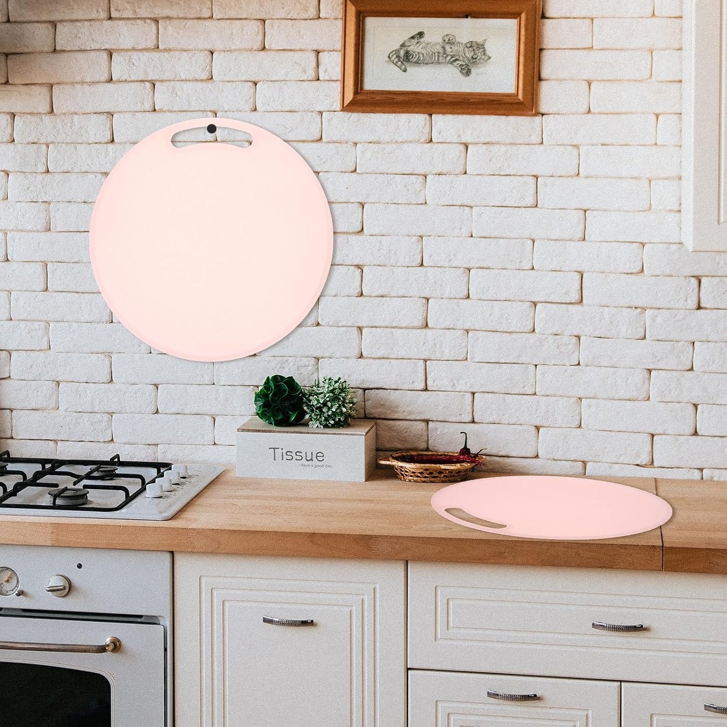 VALICLUD Cutting Board 35x0.8cm Pink Pp Food Cutting Mat Non-slip Kitchen Chopping Board Convenient Tool for Indoor and Outdoor Use