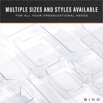 BINO | Plastic Storage Bins, Large - 2 Pack, Clear | THE SOHO COLLECTION | Pantry Organizers and Storage Containers | Fridge Organizer Bins | Kitchen Cabinet Organizer | Medicine Cabinet Bin