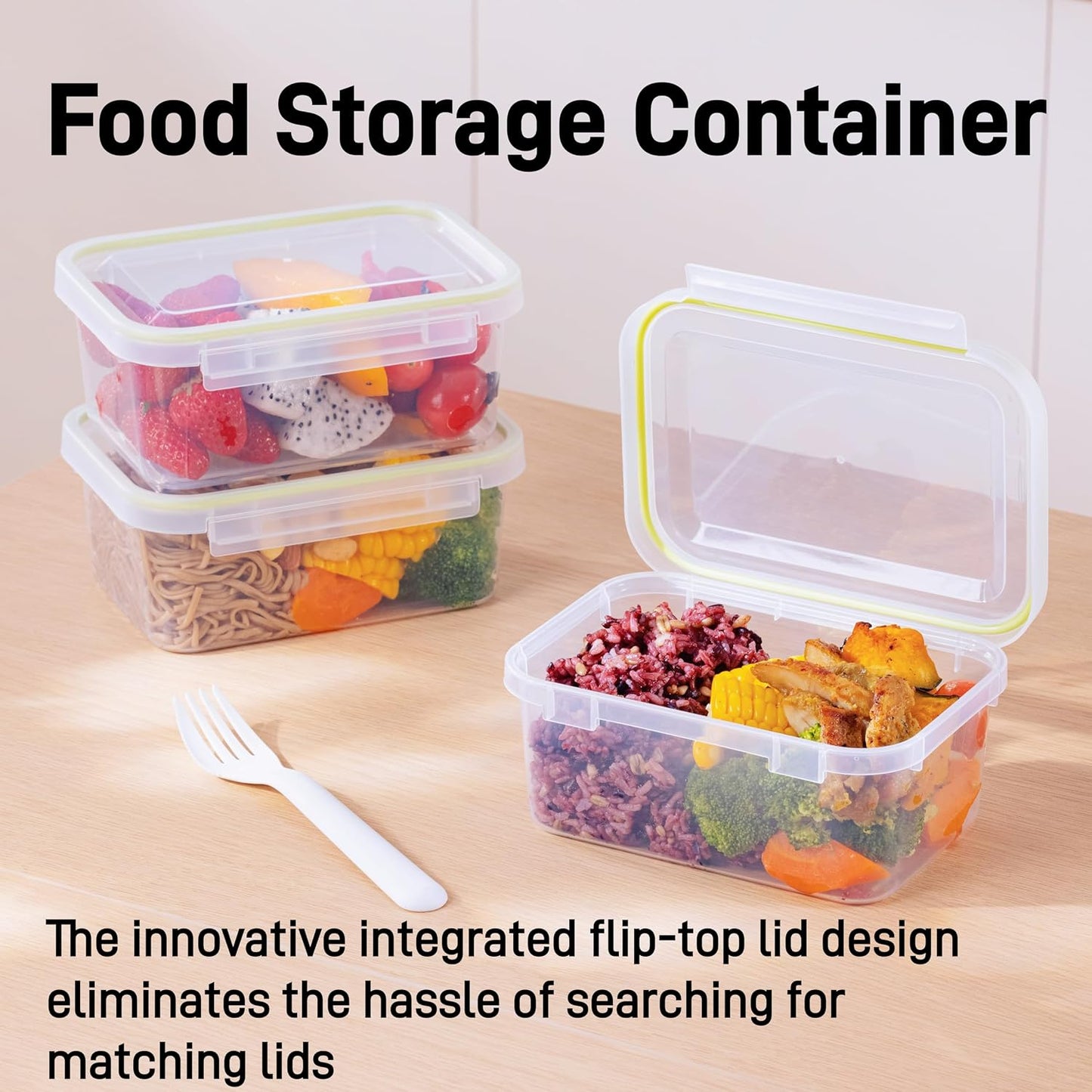 Refrigerator Organizer With Integrated Flip-Top Lid,Clear Airtight Fruit Storage Containers For Fridge,Meal Prep Containers Reusable,Microwave and Freezer Safe,BPA Free, 6 Pack Set (3x30oz, 3x10oz)
