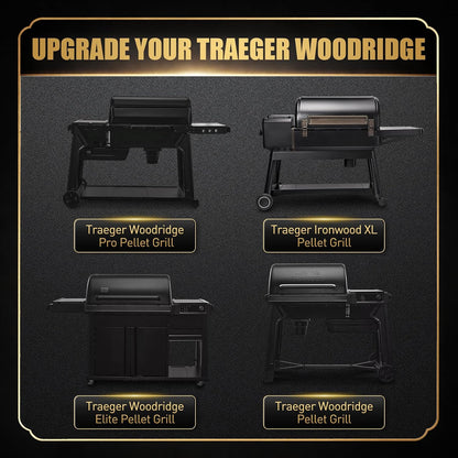 QuliMetal Folding Front Shelf for Traeger Pro 34, Texas Elite 34, Century 885 and Eastwood 34, 37" x 12" Heavy-Duty Grill Prep Table with Cutting Board, Stainless Steel Basin, Lid and 5 Hooks