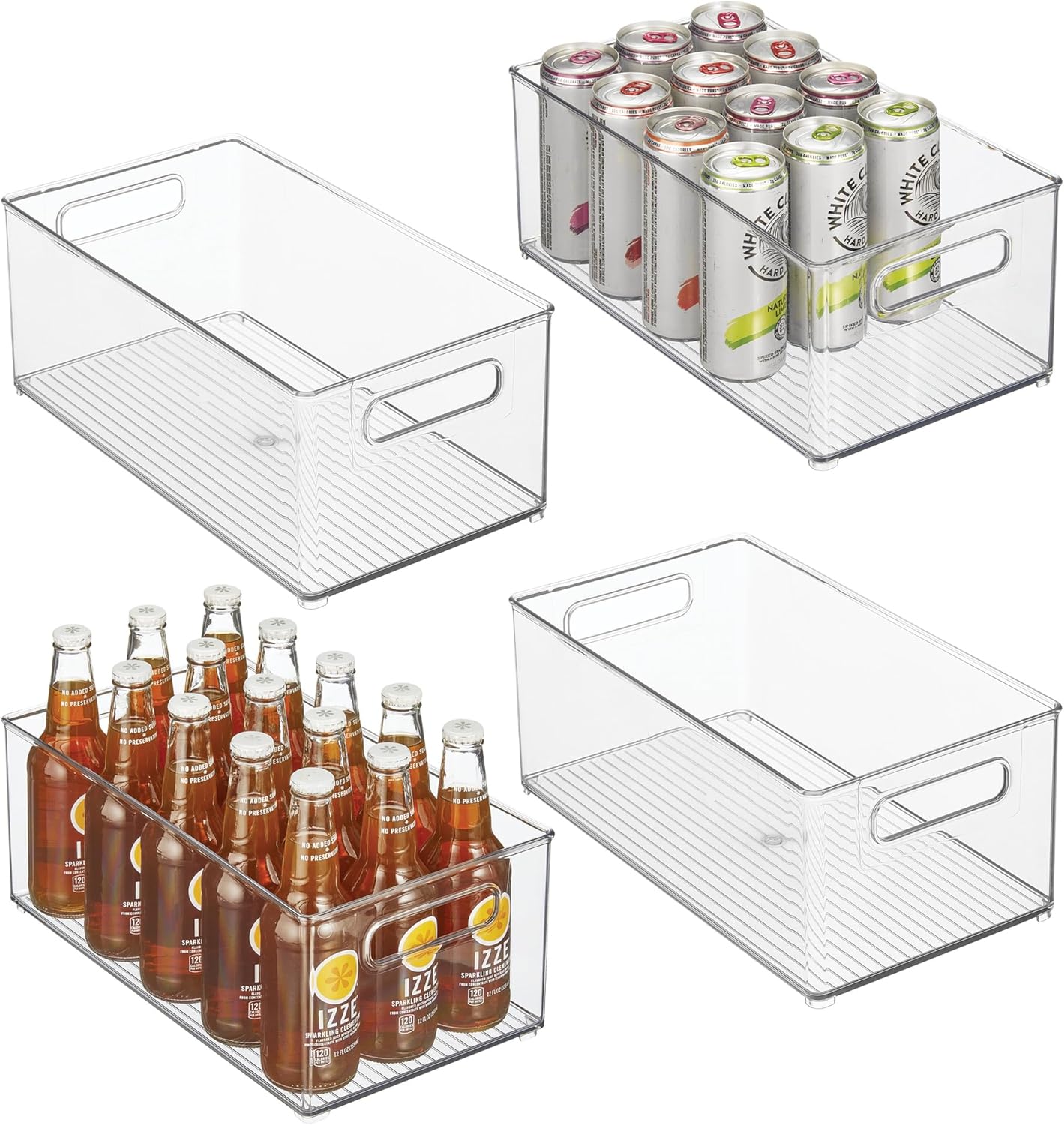iDesign Stackable Fridge Bin, Set of 4, Clear | Kitchen Storage Bin, For Pantry, Cabinets, or Fridge
