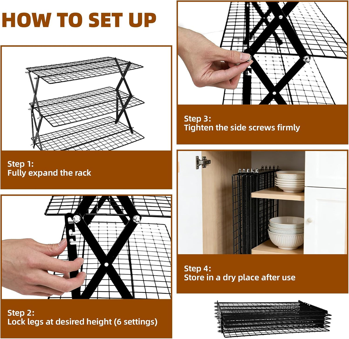 3 Tier Collapsible Cooling Rack Sourdough Cooling Rack 17"x10"