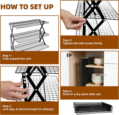 3 Tier Collapsible Cooling Rack Sourdough Cooling Rack 17"x10"