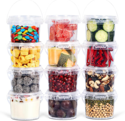 Leak Proof Plastic Containers with Lids, 10 oz Reusable Airtight PP Plastic Food Storage Containers, Freezer-safe Microwaveable Stackable Dishwasher, for Meal Prep, Soup, Snack (Clear, 12 Pack)