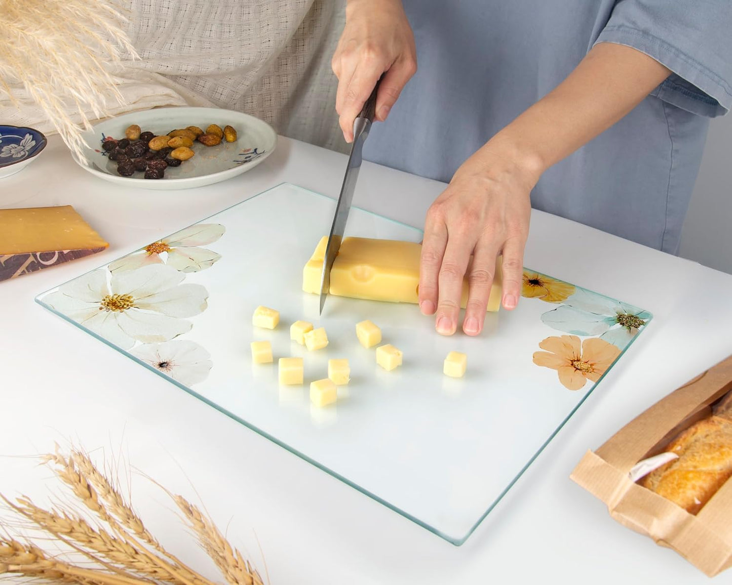 Kitchenville Glass Cutting Board 20”x16”: Tempered Glass Kitchen Counter Protector - Durable- Scratch-Resistant, Heat-Proof - Clear Design