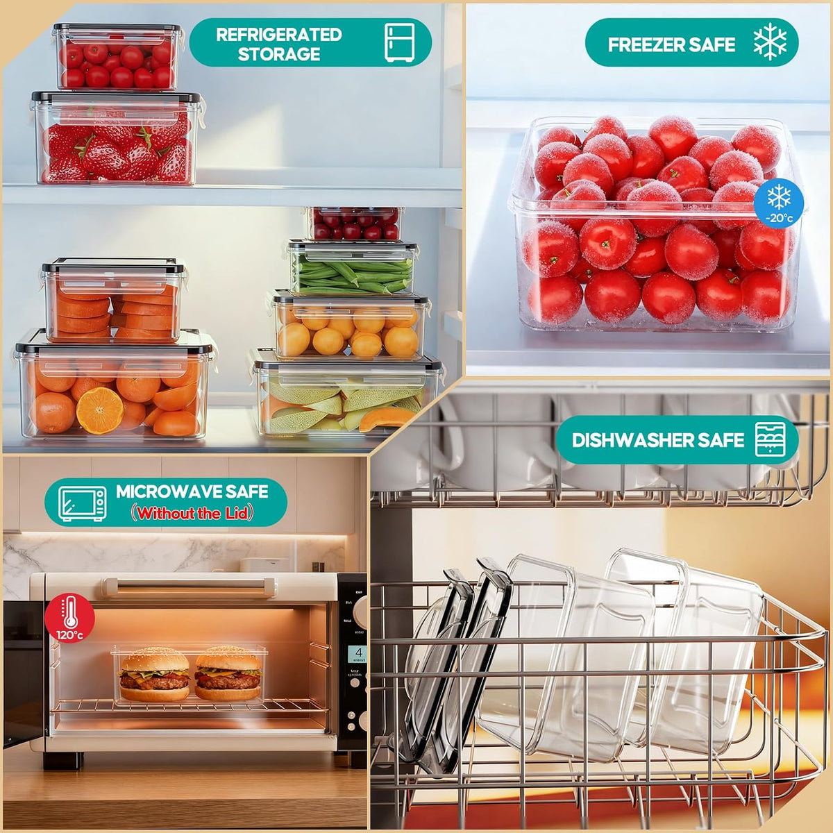 JSCARES 62 PCS Large Food Storage Containers with Lids Airtight (31 Lids & 31 Containers)- Reusable Plastic Leakproof Meal-Prep Container for Kitchen Storage Organization Microwave/Dishwasher Safe