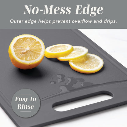 COOK WITH COLOR Non-Slip Cutting Board Set – Kitchen Essentials with Easy Grip Handle for Meat, Veggies, and Fruits, 3 Cutting Boards, Speckled White