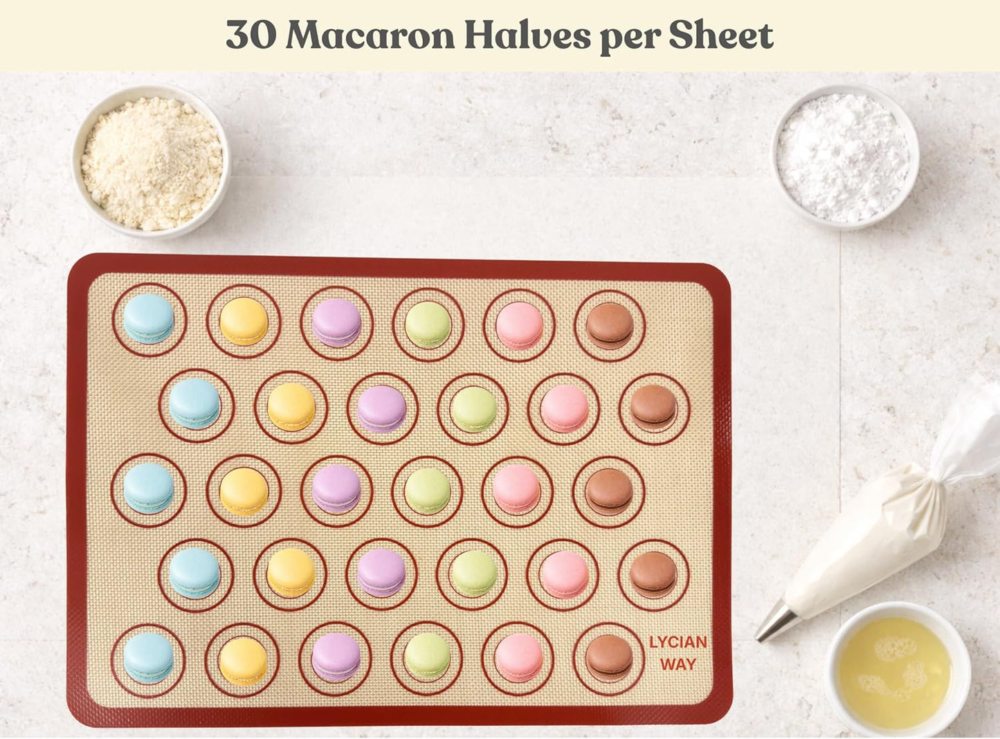 Silicone Pastry Mat with Measurements, 28 x 20 Inch Extra Thick Non-Slip Nonstick XL Baking Mat for Dough Rolling, Kneading, Fondant and Pie, Red