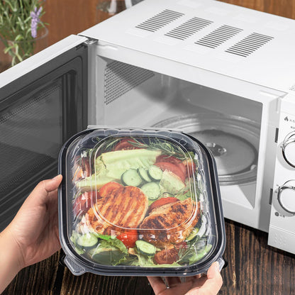 Karat Premium PP Hinged Container [150 ct], Take Out Food Containers - Case (9"x9", 3 compartments)