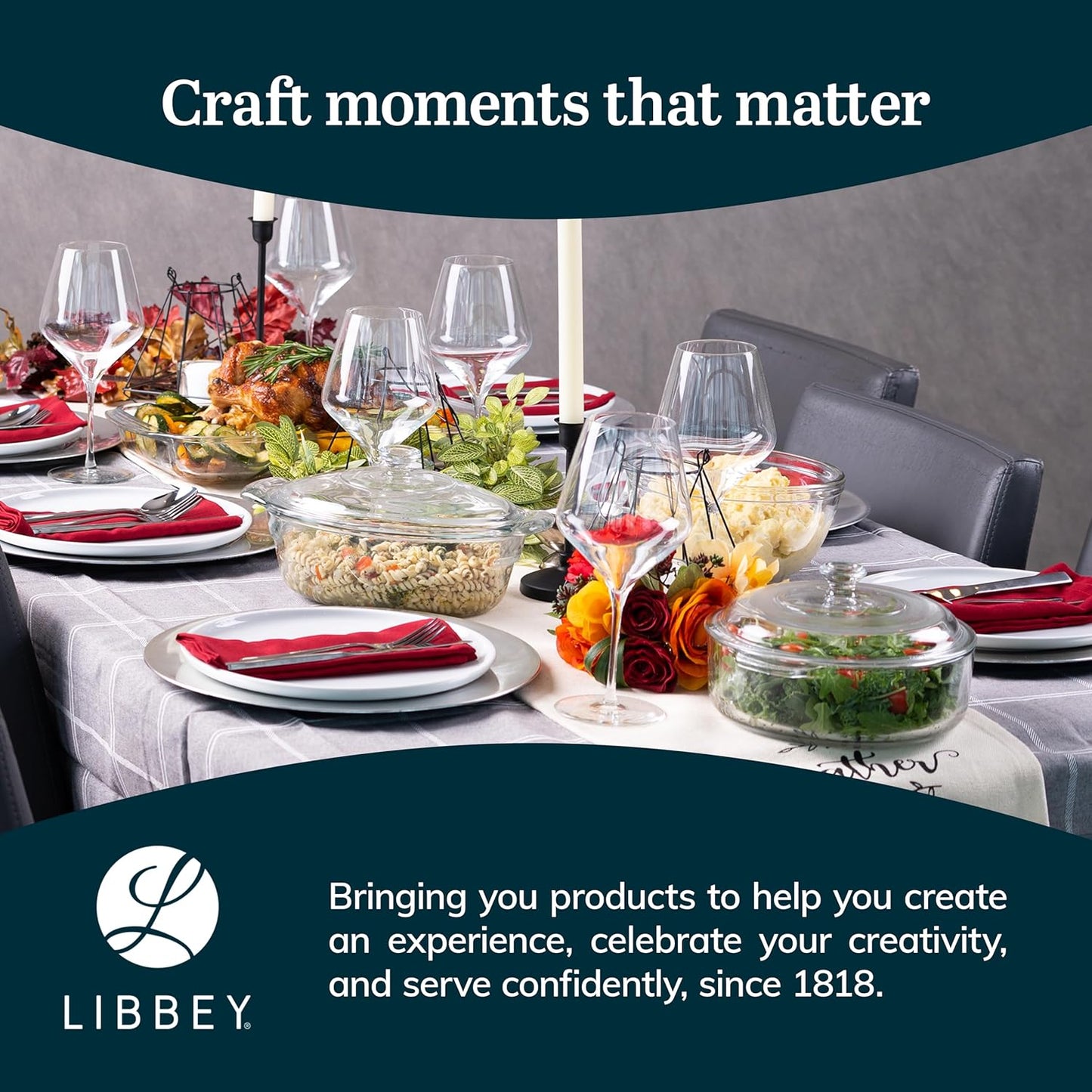 Libbey Baker’s Premium 2 Piece Glass Pie Plate, Stackable, Space Saving Casserole Dish Set with Lids, Glass Baking Dish Set for Fruit Pies, Quiches