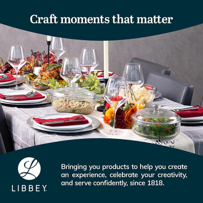 Libbey Baker’s Premium 2 Piece Glass Pie Plate, Stackable, Space Saving Casserole Dish Set with Lids, Glass Baking Dish Set for Fruit Pies, Quiches