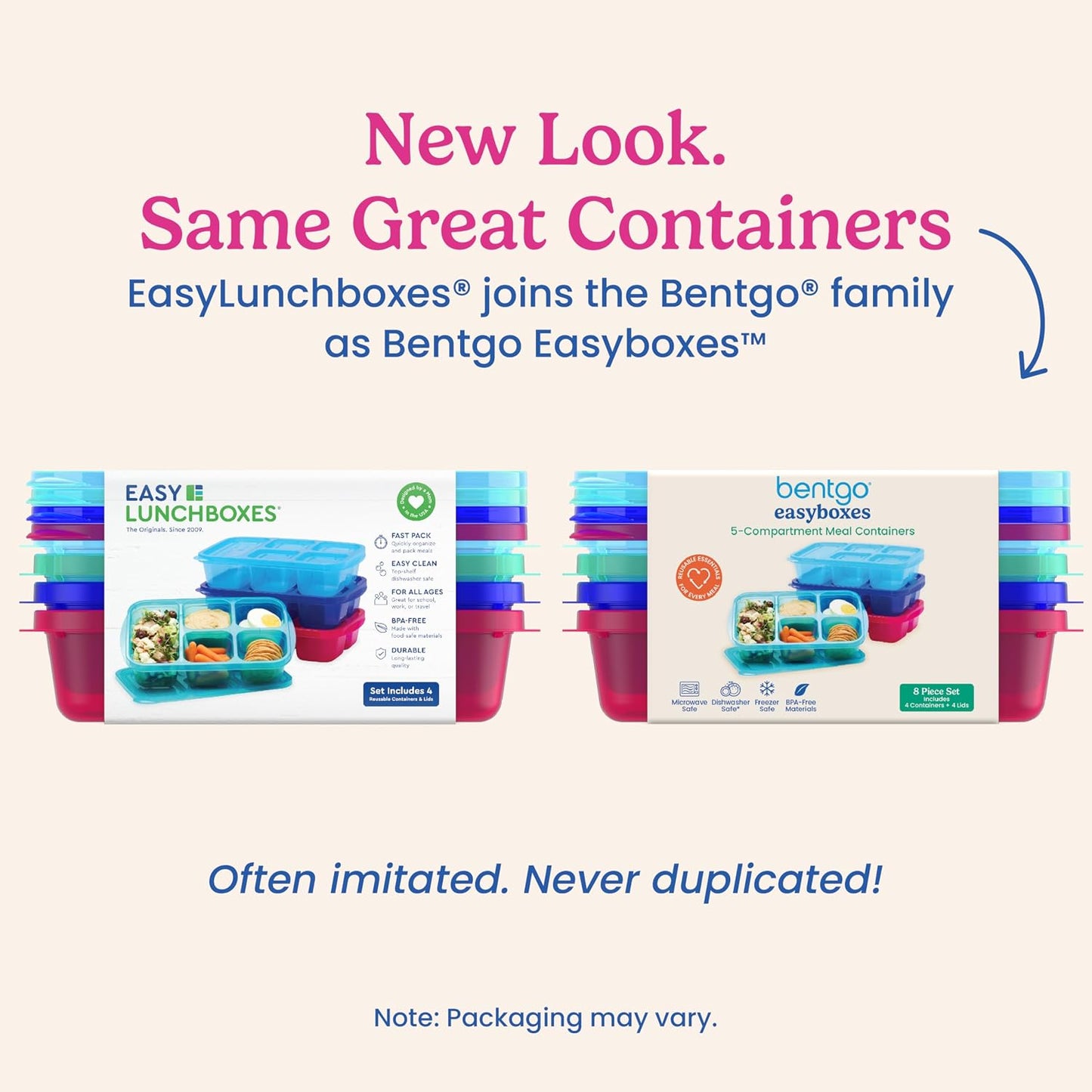 Bentgo Easyboxes - Reusable 5-Compartment Food Containers, Stackable 8-Piece Set, 4 Trays & 4 Lids, BPA-Free Food Storage for Meal Prep, School, & Work; Lunch Boxes with Patented Design (Classic)