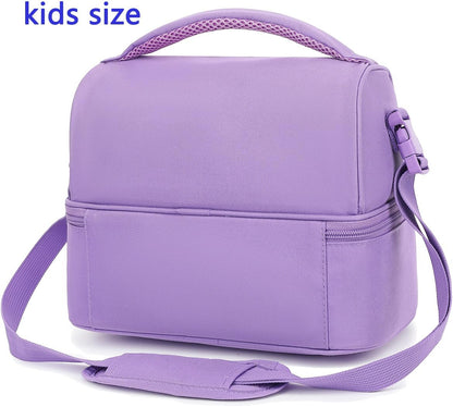 FlowFly Kids Double Decker Cooler Insulated Lunch Bag Large Tote for Boys, Girls, Men, Women, With Adjustable Strap, Unicorn
