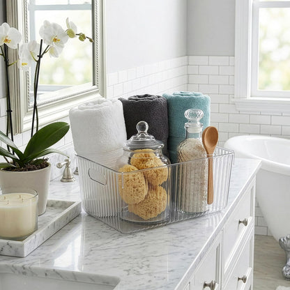 BINO | Plastic Storage Bins, X-Large | THE GATSBY COLLECTION | Clear Storage Bins for Organization | Pantry Organizers | Kitchen Organizer | Fridge & Freezer Organizer | Cabinet Plastic Containers