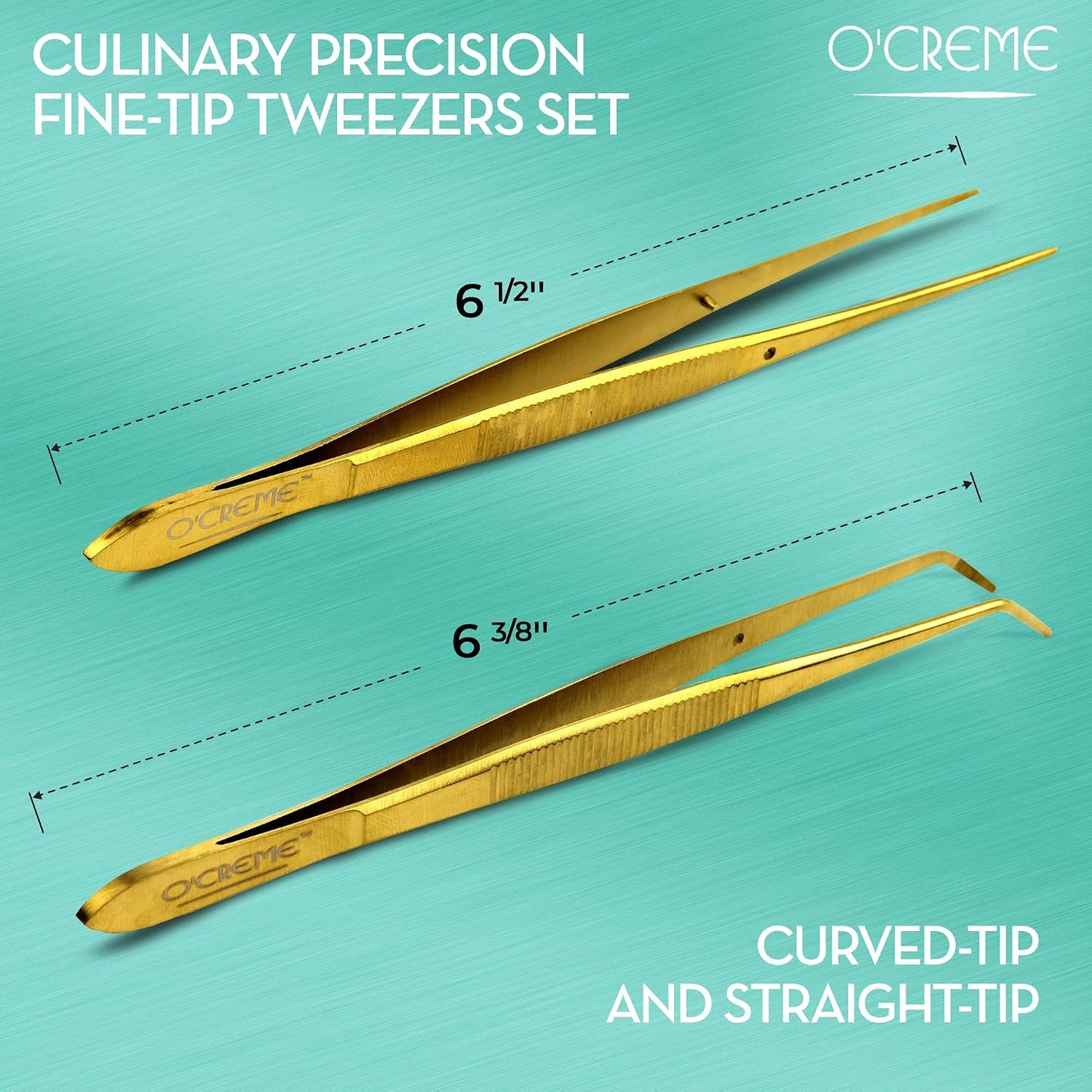 O'Creme Stainless Steel Precision Kitchen Tweezer Tongs 6.25" with Fine Tip (Purple)