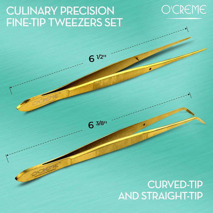 O'Creme Stainless Steel Precision Kitchen Tweezer Tongs 6.25" with Fine Tip (Purple)