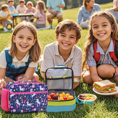 RHCPFOVR Kids Lunch Bag - Insulated Lunch Box for Boys Girls,Washable Lunch Bag and Reusable Toddler Leak-proof Lunchbox for School and Daycare - Colors B