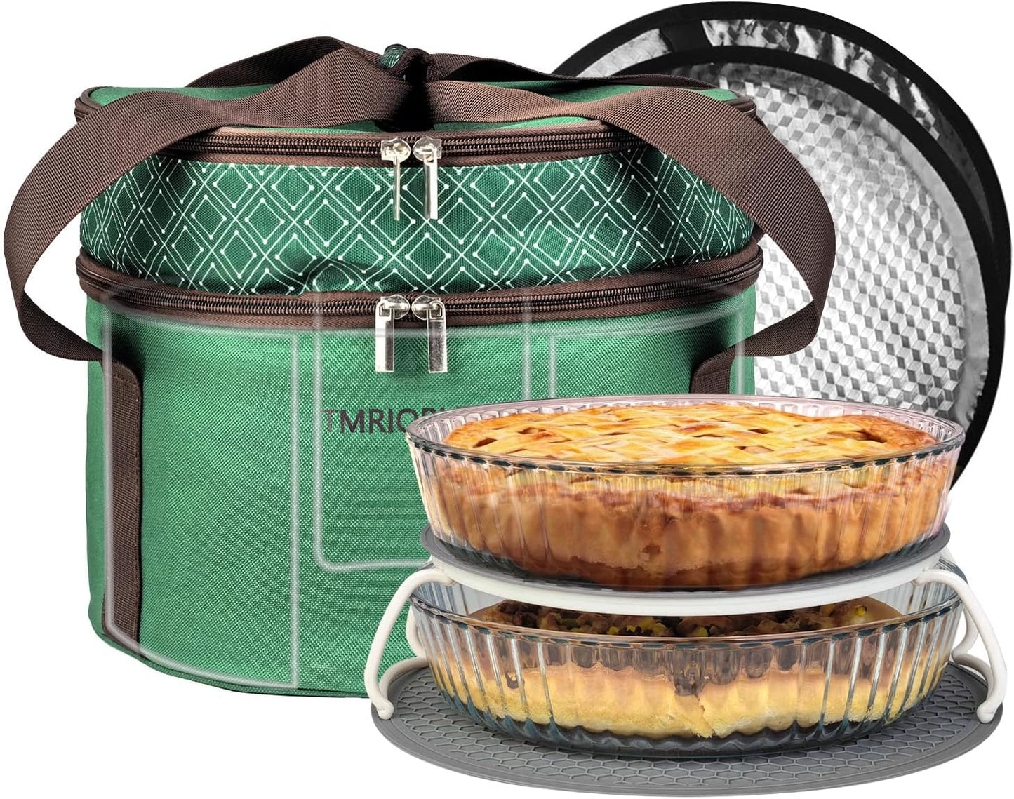 Pie Carrier With A Lid And Handle, With A Hard Edge That Won'T Collapse, Round Insulated Casserole Carrier,It Is Suitable For The Safe Transportation Of Cold And Hot Food (Red)