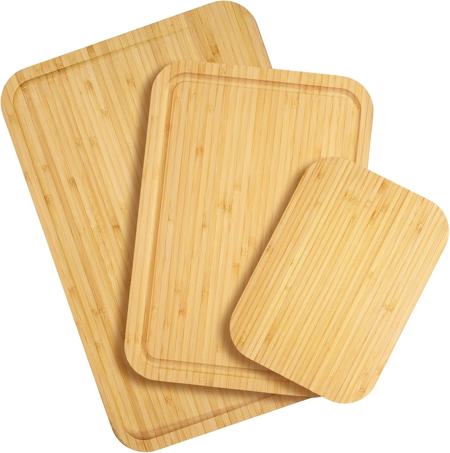 Totally Bamboo 3-Piece Bamboo Cutting Board Set – Cutting Boards for Kitchen with Juice Groove & Collection Well – Large, Medium & Small Sizes for Food Prep & Charcuterie