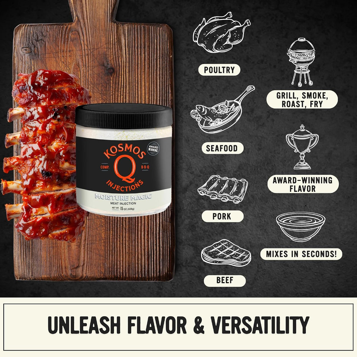 Kosmos Q Original BBQ Pork Injection, Meat Marinade, 16 Oz