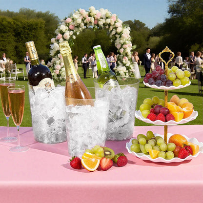Tiawudi 12 Pack Plastic Ice Bucket For Parties, Silver Glitter Clear Wine Cooler for Wedding, Good as One Large Champagne Chiller Or Classic Wine Bottle Chiller