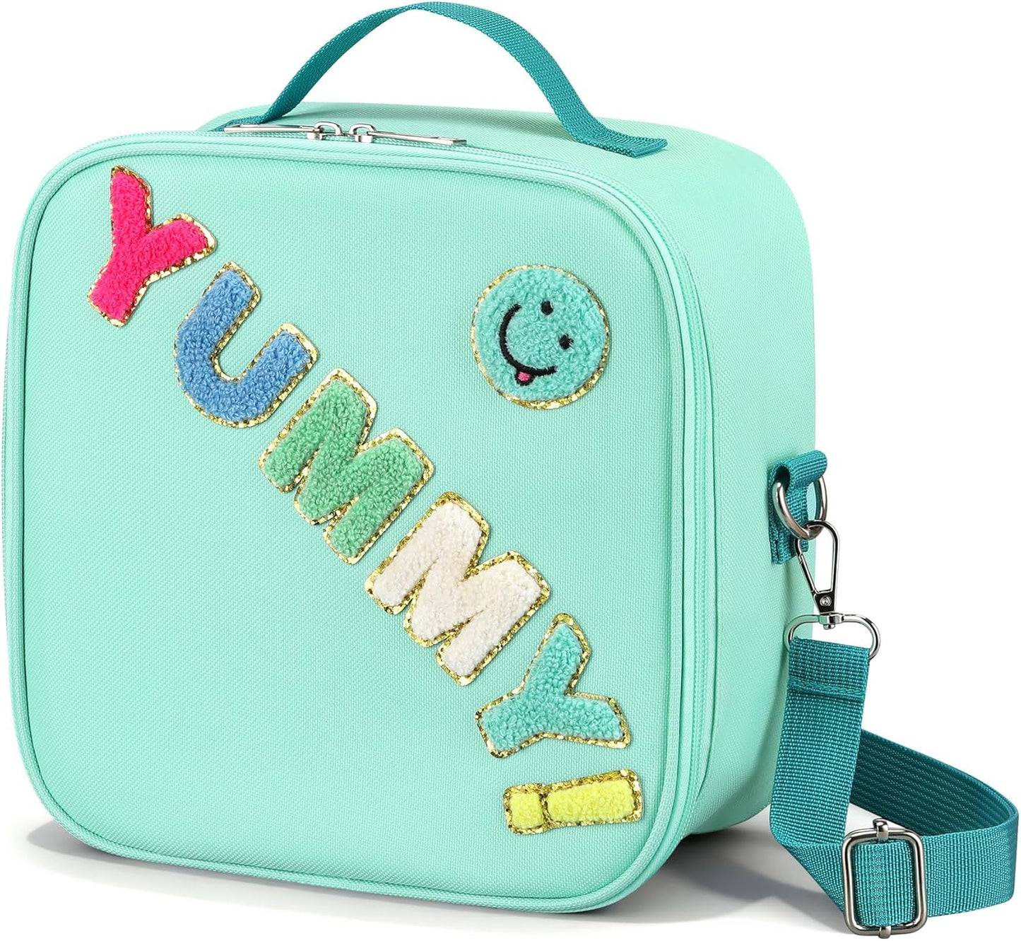Kids Lunch Box for Kids Insulated Reusable Lunch Bag Tote Durable Children Leak-proof Lunchbox with Adjustable Shoulder Strap for School Daycare Travel Picnic (Navy - 3D Dinosaur)