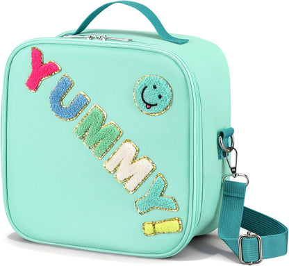 Kids Lunch Box for Kids Insulated Reusable Lunch Bag Tote Durable Children Leak-proof Lunchbox with Adjustable Shoulder Strap for School Daycare Travel Picnic (Navy - 3D Dinosaur)