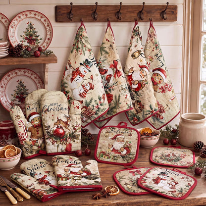 SiliFine 12 Pcs Fall Pumpkin Kitchen Towels Oven Mitts Pot Holders Set
