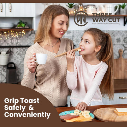 Toaster Tongs With Magnet | Kitchen Utensils For Cooking and Holding Toast Bacon Muffin Bagel Bread | 8 Inch Long Natural Non Toxic Bamboo