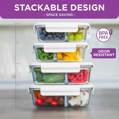 HOLDN’ STORAGE Vacuum Food Storage Containers, Set of 8 Glass Containers & Electronic Pump - Keep Food Fresh Longer, BPA-Free Glass, Leak-Proof, Ideal for Meal Prep, Marinating