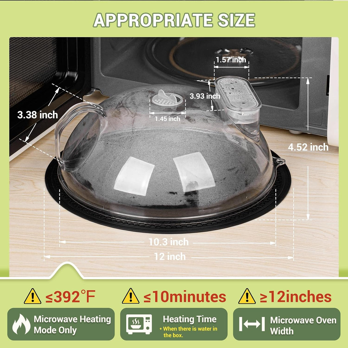 Microwave Splatter Cover, Clear, 10" Plate & 12" Mat