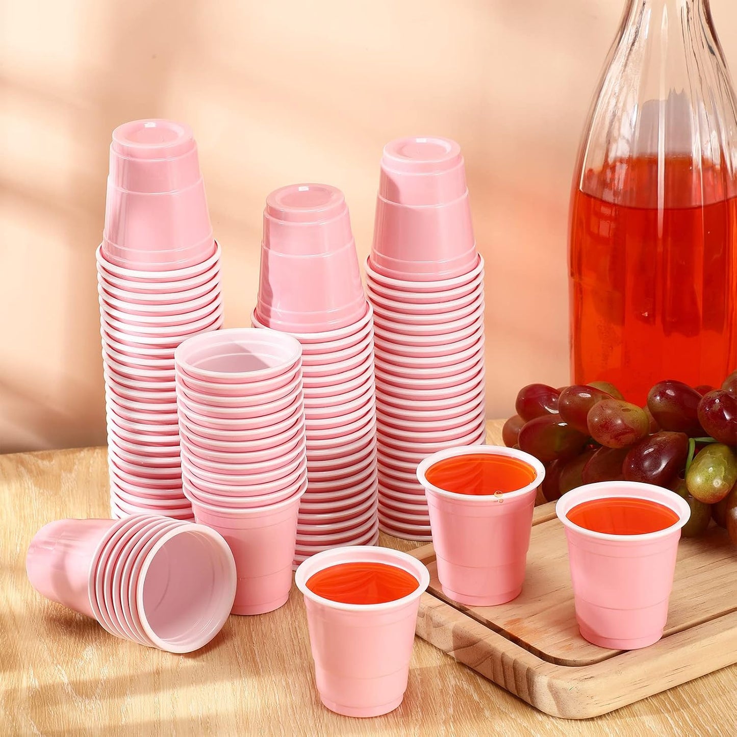 Roshtia 100 Pack 2 oz Plastic Shot Cups, Mini Disposable Shot Glasses 2 oz Wedding Party Cups for Bridal Shower Wedding Party, Beer Taste Serving, Snacks(Black, Gold)