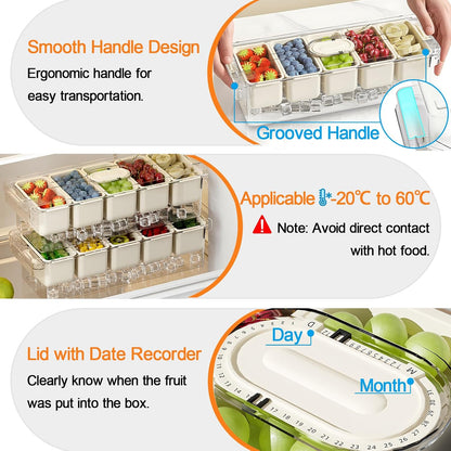 SVNNELP Ice Chilled Condiment Caddy Containers Server with Lid,Serving Fruit Tray Platter with 5 Removable Compartments,Garnish Tray for Party Supplies & Bar Accessories for Taco,Salad