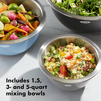OXO Good Grips 3-Piece Stainless-Steel Mixing Bowl Set