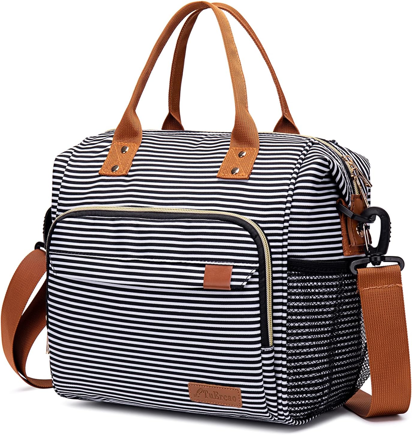 TuErCao Small Lunch Bag Lightweight Insulated Lunch Box for Women Work Portable Soft Cooler for Picnic Travel Road Trips, Loncheras para Mujer, Black