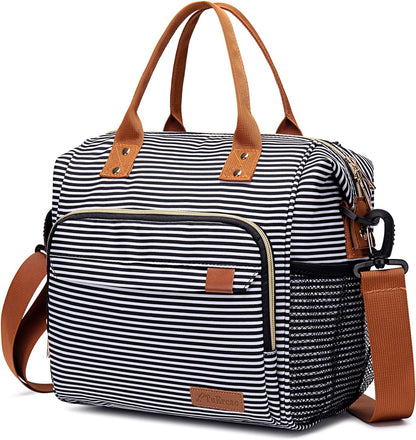 TuErCao Small Lunch Bag Lightweight Insulated Lunch Box for Women Work Portable Soft Cooler for Picnic Travel Road Trips, Loncheras para Mujer, Black