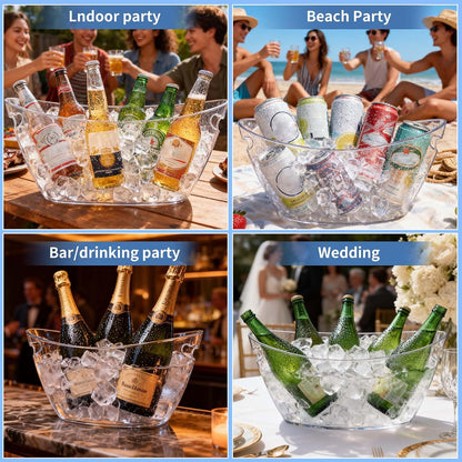 Ice Bucket for Parties 5.5L - Clear Acrylic Champagne Bucket with Scoop, Large Beverage Tub for Cocktail Bar, Wine, Beer, Soda & Drinks