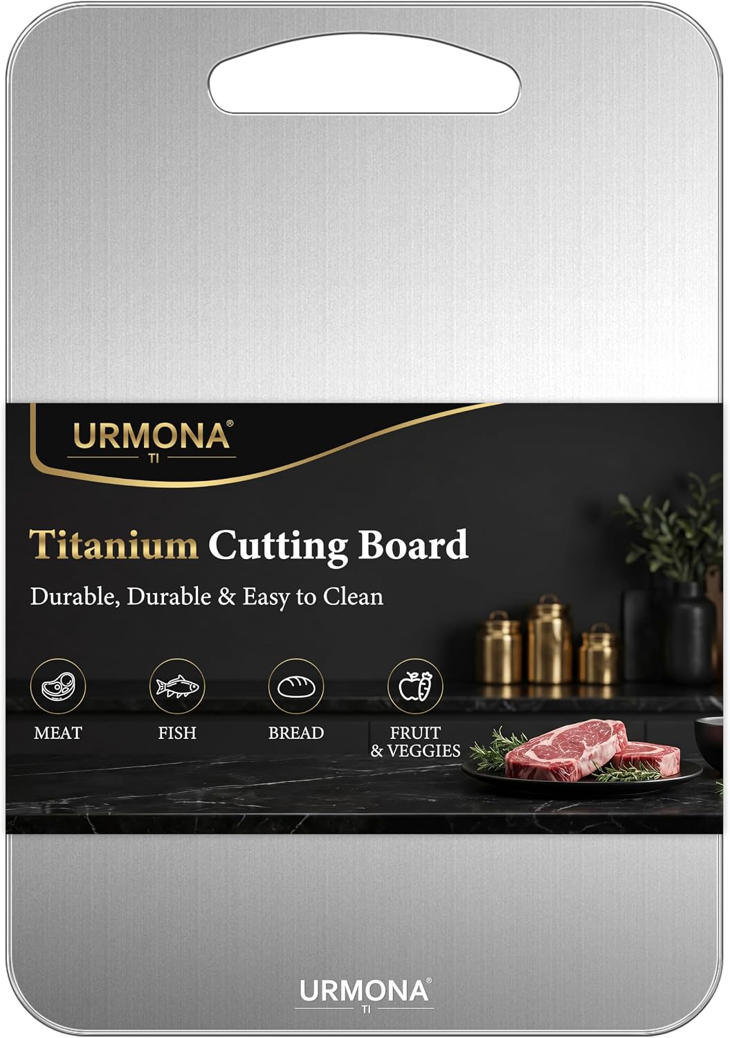 URMONA 3 PCS 304 Stainless Steel Cutting Board Set for Kitchen