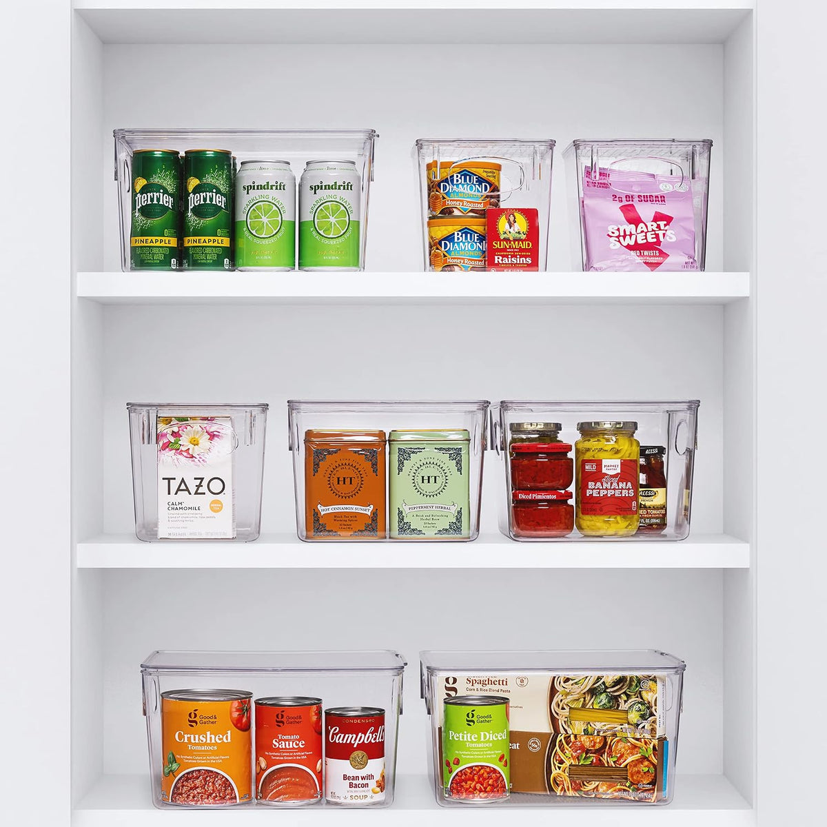 Sorbus Large Clear Plastic Storage Bins for Shelves, Clothes, with Handle - Clear Storage Bins, Drawer, Shelf, Closet, Pantry, Fridge, Freezer Organizer Bins, Closet Organizers and Storage (4 pack)
